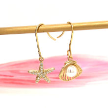 Fashion Jewelry 925 Silver Gold Plating Summer Theme Pearl Hook Earring
